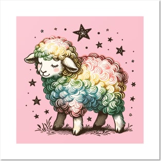 Little rainbow sheep Posters and Art